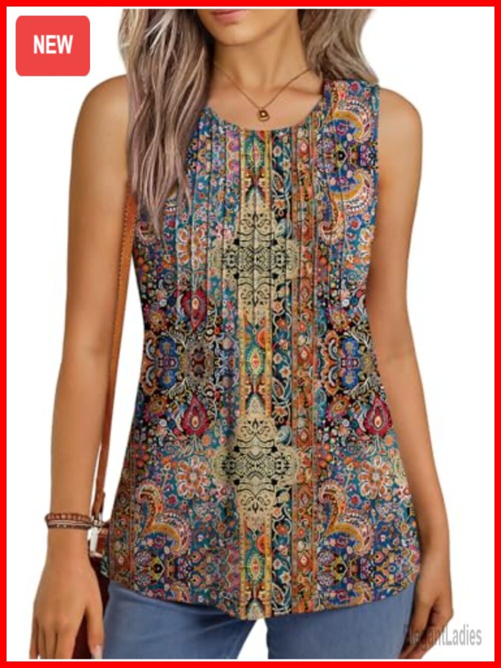 Women's Loose Fit Flowy Sleeveless Tank Top Casual Summer Crew Neck